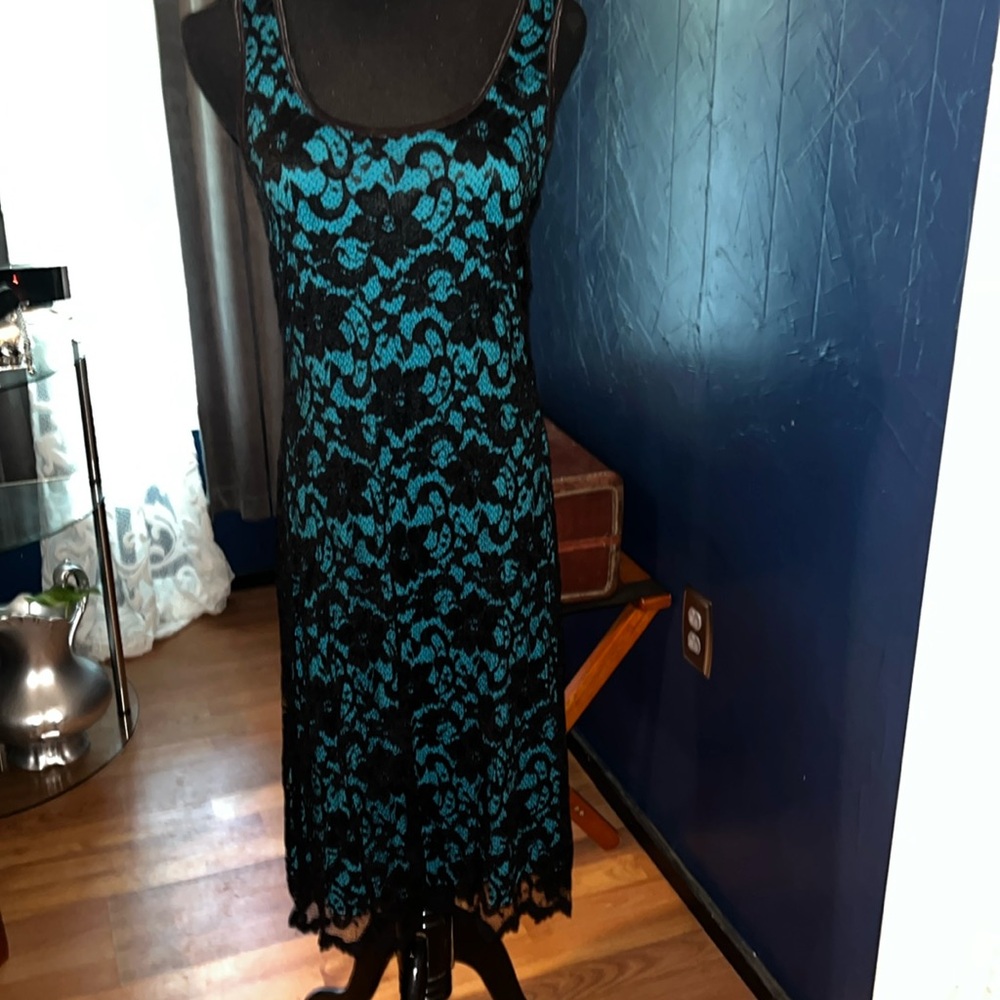 Black and turquoise lace dress